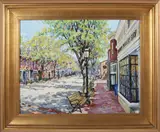 William Welch, Coming Into Town, Murray’s Toggery, Oil on Canvas