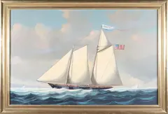 Two Mast Sailing Sloop by Salvatore Colacicco, Oil on Board, offered Dec 2024