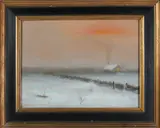 Robert Stark Jr., Winter Eve, Oil on Board