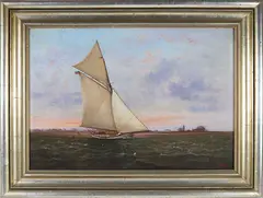 N. Roberts, Sailing Around Brant Point Nantucket, Oil on Canvas