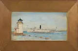 Steamship Rounding Brant Point, Nantucket by Lincoln J. Ceely, Oil on Door Panel, offered Dec 2024