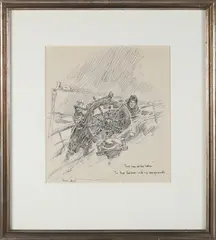 Gordon Grant, Two Men at the Helm, Graphite Drawing