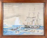 View of Arctic Whaling and Sealing by George Marshall, circa 1832, Watercolor and Gouache, offered Dec 2024