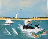 Charlie Munro, Contemporary Whaling Scene, Oil on Board