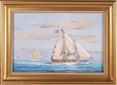 Sailing Off Nantucket by William Lowe, Oil on Canvas, offered Apr 2024