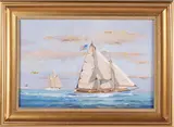 William Lowe, Sailing Off Nantucket, Oil on Canvas