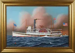Island Home Sidewheeler Rounding Brant Point by Jerome Howes, Oil on Masonite, offered Apr 2024