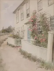 Nantucket Rose Covered House by Jane Brewster Reid, Watercolor on Paper, offered Apr 2024