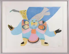 Francoise Oklaga, Four Inuit Catch Walrus, circa 1982, Lithograph