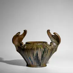 Monumental Cachepot by Clement Massier, earthenware with iridescent glaze, glaze mark 'CLEMENT MASSIER GOLFE-JUAN (AM)', offered Sep 2025