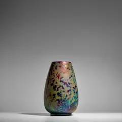 Clement Massier, 'Fleurs Dorées' Vase, earthenware with iridescent glaze, painted mark 'Clément Massier Golfe-Juan (a