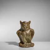 Georges Hoentschel, Great Horned Owl Figural Vase, glazed stoneware, incised '3 G t', artist's monogram 'GH', glaze mark 'J112'