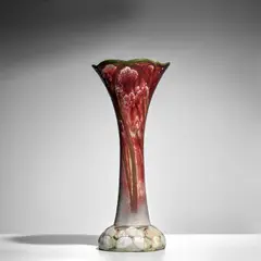 Monumental Vase by Raoul Lachenal, glazed stoneware, molded and glazed with floral motifs, painted mark 'RAOUL LACHENAL ORiginAL', offered Sep 2025