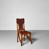 Eugène Gaillard, Side Chair, close nail upholstered leather, oak