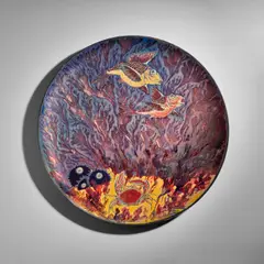 Jean Barol, Large 'Marine' Charger, glazed earthenware, decorated with sea life, signed 'Barol'