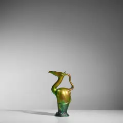 Zsolnay Pecs, Pitcher, eosin glazed earthenware, printed stencil mark 'ZSOLNAY PECS,' paper label '5560/i KORONA 60590' and '1'