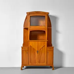 Patriz Huber, Vitrine, inlaid lemon wood, oak and glass