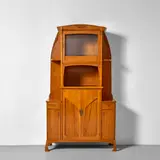Patriz Huber, Vitrine, inlaid lemon wood, oak and glass