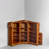 Siegfried Pütz, Anthroposophical Bookcase, polished and chip-carved walnut, printed ink mark 'GECHINGER WERKSTATTE SIEGFRIED PUTZ GECHINGEN'