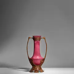 Otto Eckmann, 'Waterlily' Twin-Handled Vase, for Otto Schulz, glazed stoneware with bronze mounts, incised '1959D H E', and stamped artist's cypher in the bronze 'OE'