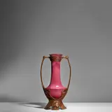 Otto Eckmann, 'Waterlily' Twin-Handled Vase, for Otto Schulz, glazed stoneware with bronze mounts, incised '1959D H E', and stamped artist's cypher in the bronze 'OE'