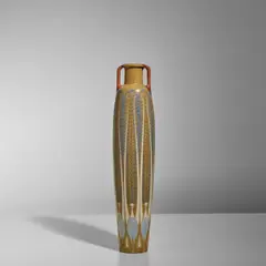 Chris van der Hoef, 'Lyrebirds' Vase, for Amstelhoek, glazed earthenware, partially obscured artist's glaze mark