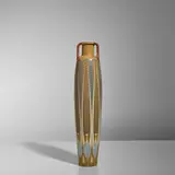 Chris van der Hoef, 'Lyrebirds' Vase, for Amstelhoek, glazed earthenware, partially obscured artist's glaze mark