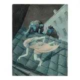Walter Schnackenberg, Escaping Over the Roof, 1955, watercolor, pen and ink on paper