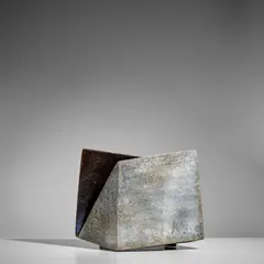 Gerald Weigel, Slab-Form Vase, glazed stoneware, incised '25 96', impressed artist's cypher, paper label '7'
