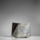 Gerald Weigel, Slab-Form Vase, glazed stoneware, incised '25 96', impressed artist's cypher, paper label '7'