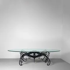 John Haley III, 'La Jumillon' Dining Table, wrought-iron, glass, stamped 'HALEY 09'