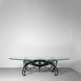 John Haley III, 'La Jumillon' Dining Table, wrought-iron, glass, stamped 'HALEY 09'