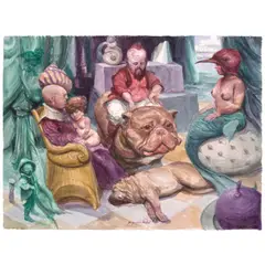 Roberto Fabelo, Pequeño teatro, 1996, watercolor on paper