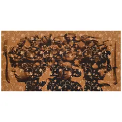 Roberto Fabelo, Oración doméstica, 2017, acrylic on embroidered silk