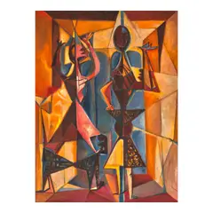 Luis Martínez Pedro, Personajes del Cuarto Fambá I, circa 1950, oil on board