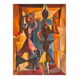 Luis Martínez Pedro, Personajes del Cuarto Fambá I, circa 1950, oil on board