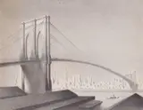 Ellison Hoover, Brooklyn Bridge, lithograph, ca. 1930, singed in pencil