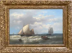 Abraham Hulk, Ships at Sea, oil on canvas