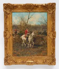 Alfred Wierusz-Kowalski, The Hunt, oil on board