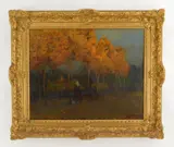 Richard Eschke, Figures in a Landscape at Dusk, oil on canvas