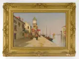 Boris B. Major, Harbor Scene, oil on canvas