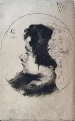 Paul-Albert Besnard, Medallion de Mme Besnard, etching