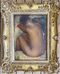 Grigory Gluckmann, Seated Nude from Behind, oil on board