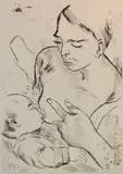 Max Pechstein, Stillende Mutter, etching, 1927
