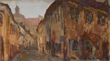 Arthur C Goodwin, Street Scene, oil on cardboard