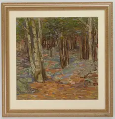 Rocky Forest by Charles S. Kaelin, pastel on paper, sold Oct 2024