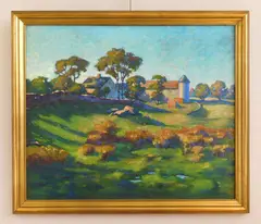 Peter Marcus, Landscape with Farm, oil on canvas, 1918