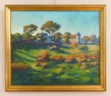 Peter Marcus, Landscape with Farm, oil on canvas, 1918