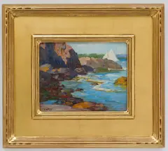 Edward Henry Potthast, Rocky Shore, oil on board, ca. 1924
