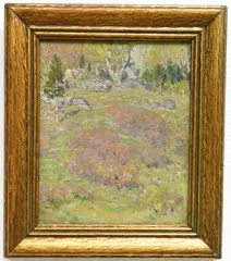 Joseph J. Enneking, Landscape, oil on cardboard
